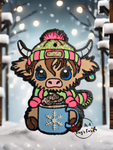Highland Cow with Winter Mug Freshie