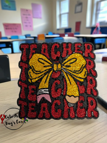 Teacher Pencil Bow Freshie