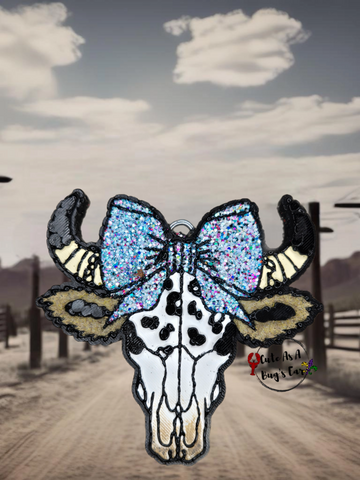 Bull Skull with Bow and Cow Print Freshie