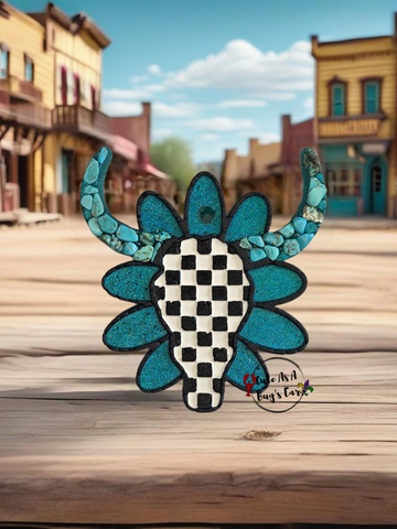 Checkered Concho Bull Skull Freshie