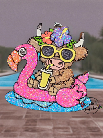 Highland Cow Flamingo Pool Floatie Freshie