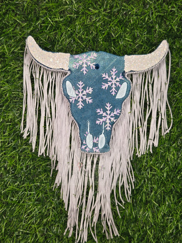 Snowflake Christmas Bull Skull Freshie